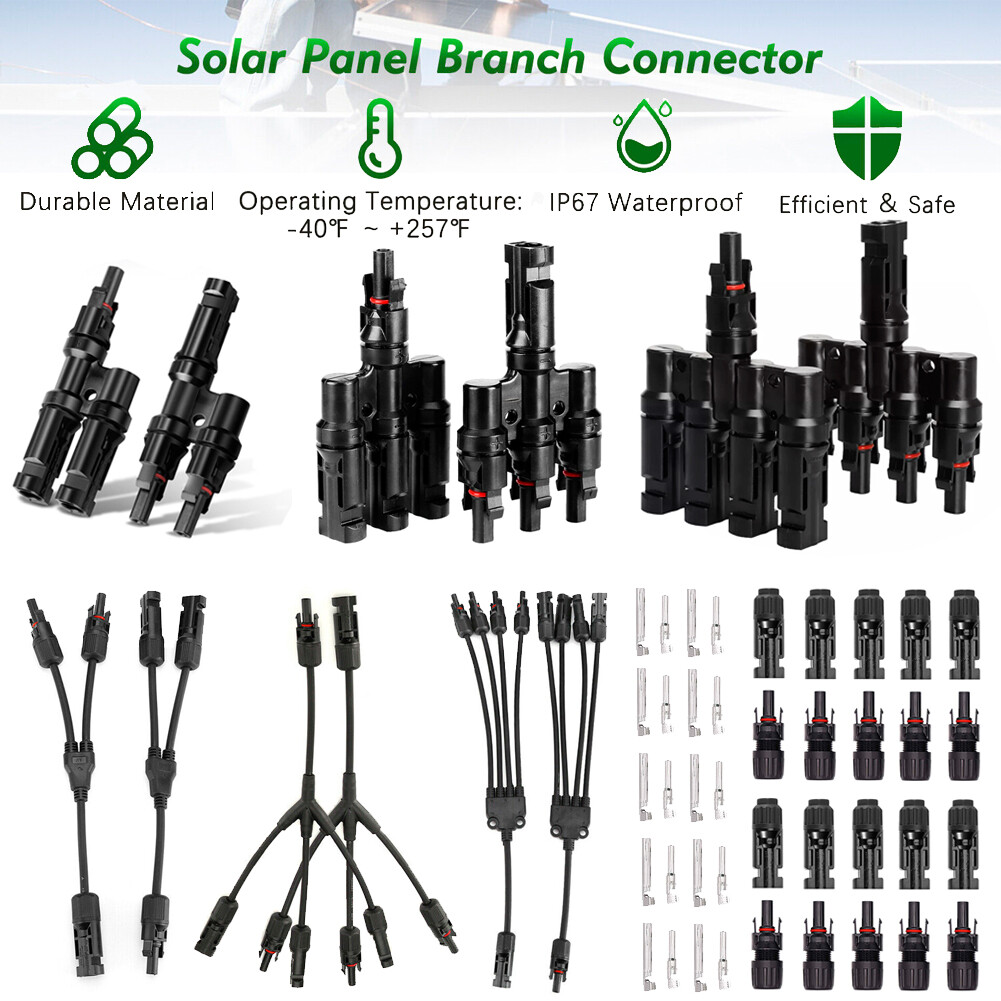 Solar Panel Y / T Branch Cable Connection Waterproof Adapter 