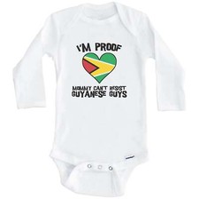I'm Proof Mommy Can't Resist Guyanese Guys Guyana Flag Heart Baby Bodysuit