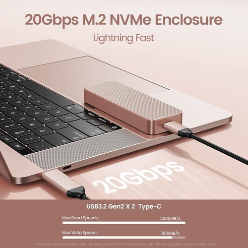 AJM20C USB 3.2 Gen 2x2 Aluminium M.2 NVMe SSD Gehäuse - 20Gbps Geschwindigkeit - Bild 2 von 7