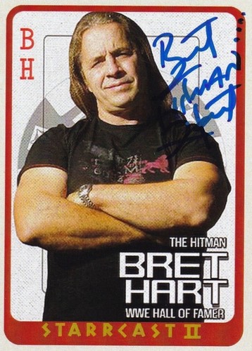 Bret Hart Signed Starrcast 2 Las Vegas Trading Card WWE Wrestler AEW HOF WWF - Picture 1 of 5