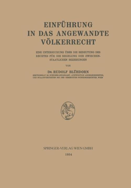 Thumbnail - Einführung In Das Angewandte Völkerrecht Rudolf Blühdorn Taschenbuch
