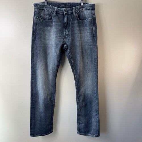 Rodd & Gunn Candiani Denim gerades Bein Herrenjeans 36 x 31 grau schwarz hergestellt in Italien