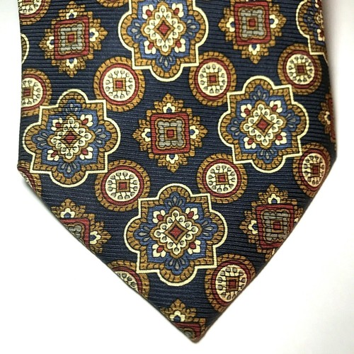 Corbata de cuello para hombre con estampado geométrico 100 % seda estampado geométrico - 3,75" de ancho rojo marrón marino - Imagen 2 de 6