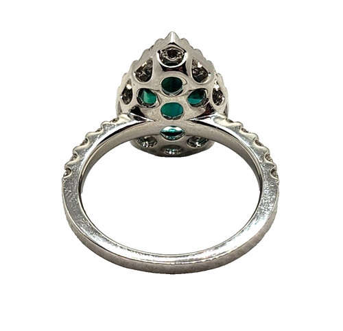 Jessica L Jewelry JLJ 14K White Gold Lab Created Emerald & Diamond Halo Ring - Picture 12 of 14