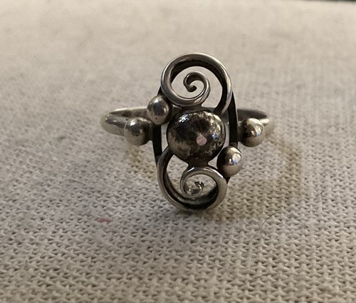 Sterling Silver WOMENS Freeform Ball Ring Size 7 Lo Profile