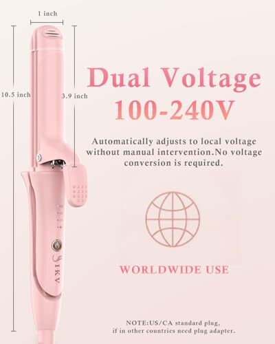 Travel Curling Iron,Dual Voltage (100-240V) Curling Iron 1 inch,2 in 1 Hair - Picture 5 of 7