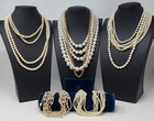 Ten White & Cream Pearl Necklaces, Bib & Choker Styles, Multi & Single Strands