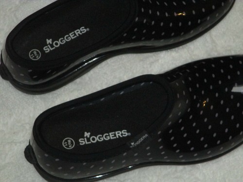 Sloggers Women's 11 Waterproof Garden Rain Black Polka Dot Clog Outdoor Shoe - Picture 4 of 5