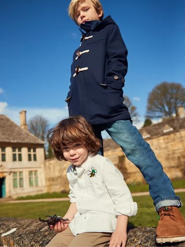 Mini Boden Boys' Duffle Coat, Navy - Picture 5 of 7
