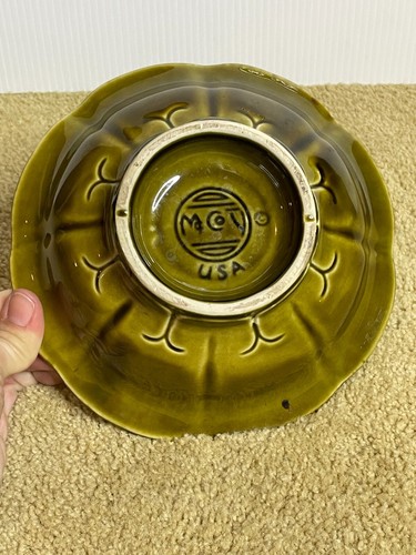 McCoy Vintage 40s Mid Century Art Pottery Olive Green Pitcher Water Basin SMALL - Picture 6 of 7