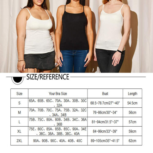 Women's Tank Tops Sleeveless Camisole With Built in Padded Bra Vest Cami Basics - Picture 14 of 23