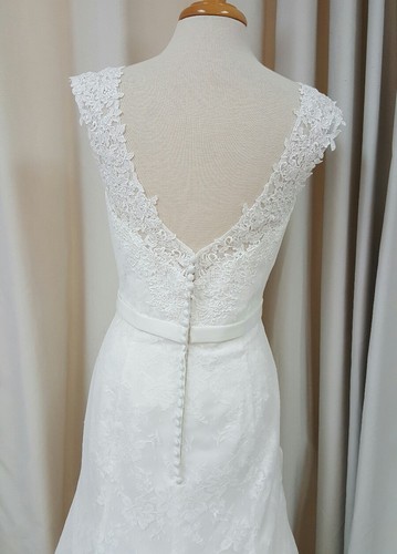 NEW Justin Alexander Sincerity Bridal Sheath Gown Lace 3835 Wedding Dress Ivory - Picture 6 of 7