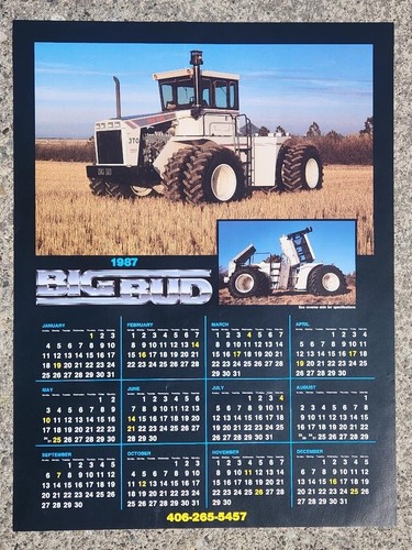 48 Jahre 1977 Big Bud 370 440 4WD Traktor Verkaufsprospekt Plakat Kalender Schild