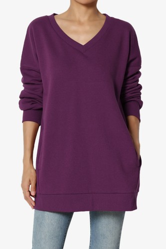 TheMogan S~3X Casual Cozy Oversized V-Neck Fleece Pullover Sweatshirts - Picture 110 of 229