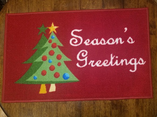 Christmas Tree Holiday Rug Floor Mat, 20" X 30" Non Slip Seasons Greetings