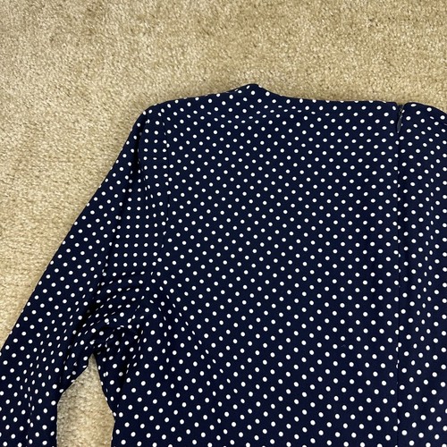 Lauren Ralph Lauren Dress 16 polka dot Stretch long sleeve V neck wrap blue - Picture 12 of 21