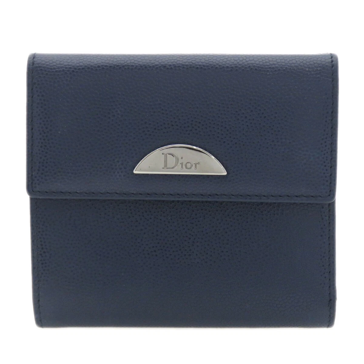 CHRISTIAN DIOR Bifold Wallet with Coin Pocket Logo Hardware Leather