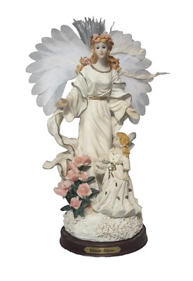 Beautiful Fiberoptic Angel Figurine With Child (Goldenvale
