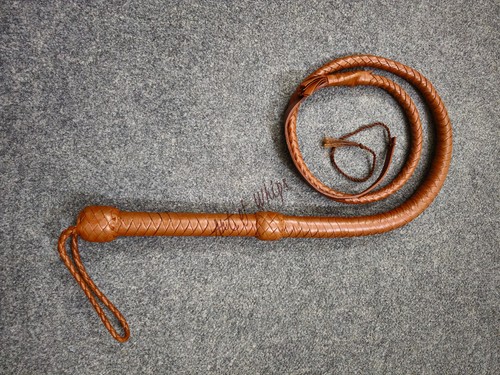 4 Feet Bullwhip 12 Plaits Genuine Top Graded Leather Orignal Tan Training Whip - Picture 4 of 8