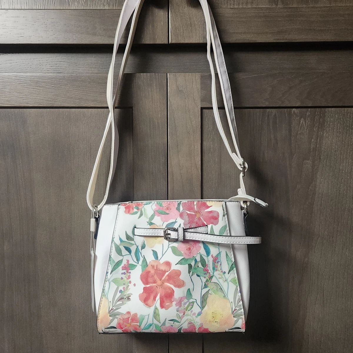 David Jones Paris Women's Leather Floral Pattern Shoulder Bag Tote Bag New  NWT