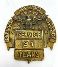 Vintage Defense Logistics Agency 31 Year Service Metal Plaque Emblem
