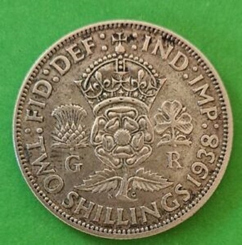 1938 Georg VI Silber Florin Münze #117c - Bild 2 von 2