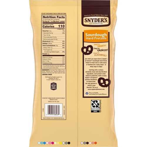 (4 pk) Snyder's of Hanover Pretzels, Sourdough Hard Pretzels, Family Size 16 oz - Picture 7 of 13