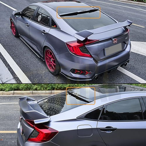 FOR 10TH GEN 2016-21 HONDA CIVIC 4DR SEDAN GLOSSY BLACK REAR WINDOW ROOF SPOILER - Picture 1 of 3