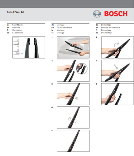 Fiat Panda Rear Windscreen Wiper Blade 2012 Onwards BOSCH H840 - Picture 6 of 10