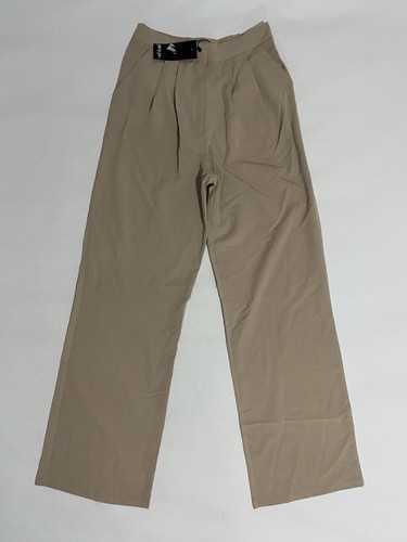 Ladies NASTY GAL High-rise Wide Straight Leg Pleated Trousers UK8 Tan Brown