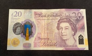 Great Britain UK British 20 Pound polymer banknote Queen Elizabeth II 2018 Gift