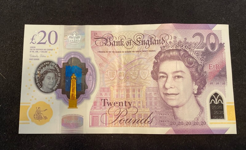 Great Britain UK British 20 Pound polymer banknote Queen Elizabeth II 2018 Gift