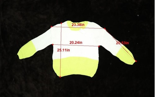 Elodie Womens White Neon Stripe Long Sleeve Round Neck Knit Pullover Sweater M - Picture 2 of 8