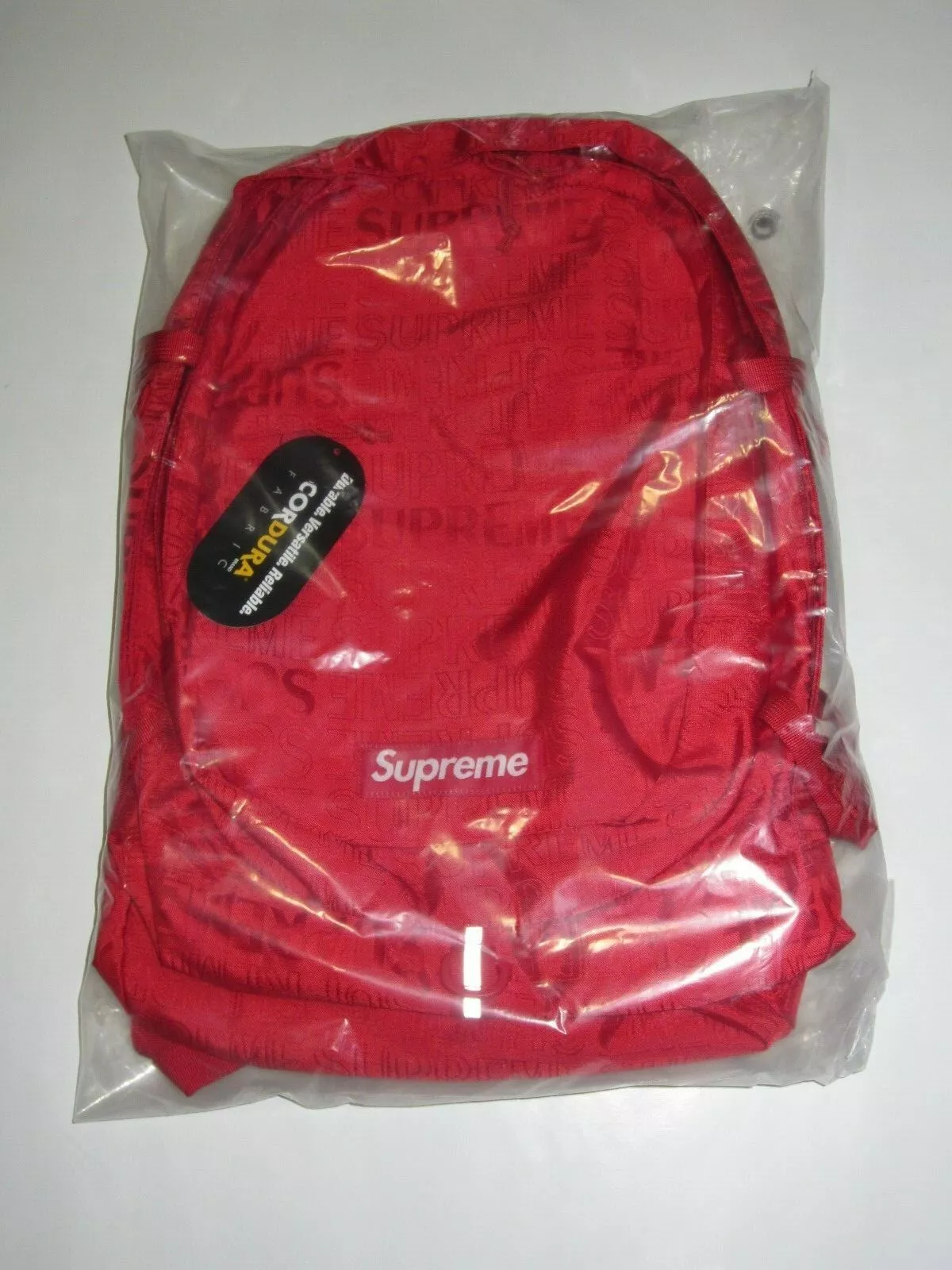 SUPREME NY Cordura nylon 25L motif logo jacquard ROUGE DS NEUF S/S 2019