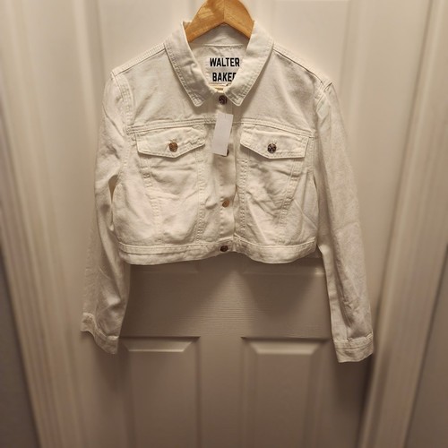 NWT WALTER BAKER XL Cropped White Denim Jacket - Picture 5 of 5