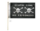 5' Wood Flag Pole Kit Wall Mount Bracket 3x5 Pirate Death Zone No Prisoners Flag