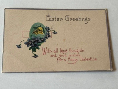 Vintage Postcard Easter Greetings Ostern Gruss Veilchen Postkarte USA 1921