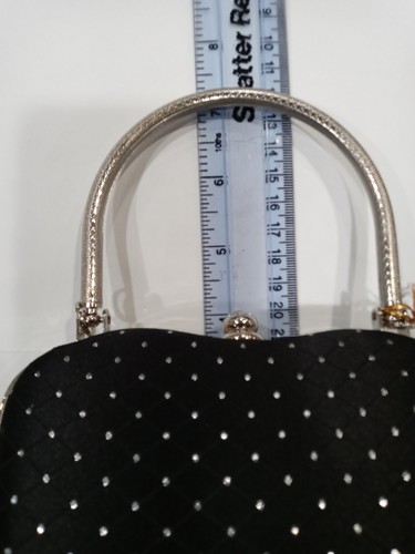 Joy Collection Blk Eve Clutch Bag Sparkly Dots "U" Handle Faux Diamond Closure - Picture 11 of 13