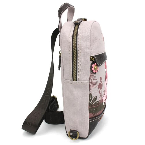 CHALA Canvas Sling Bag - FLAMINGO GROUP RFID Protected Backpack (Gray) NWT - Picture 2 of 7