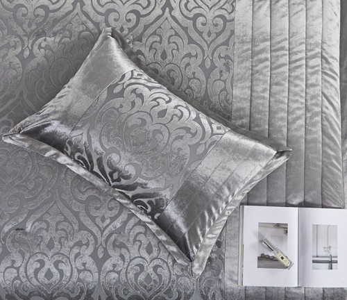 3 Piece Velvet Jacquard Bedspread Quilted Bed Throw Pillow Sham Double King Size - Picture 37 of 39