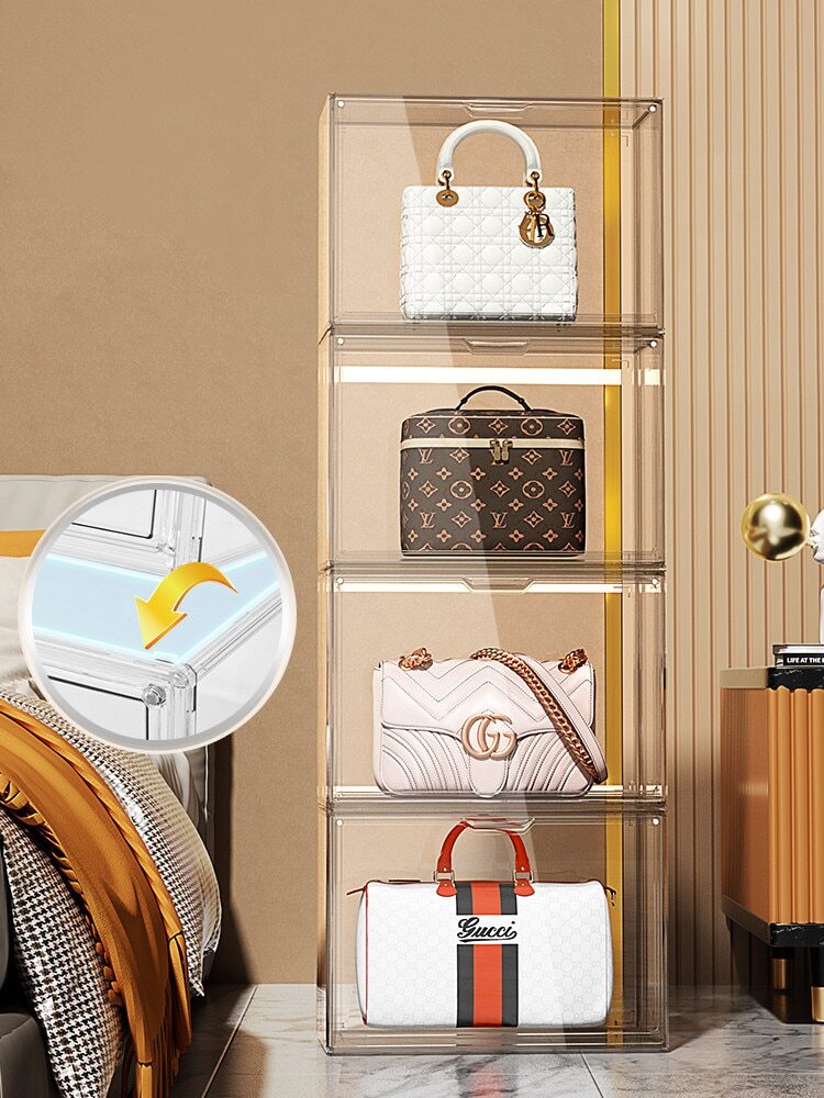 Luxury Handbag Organizer Closet Transparent Bag Storage Box Dust