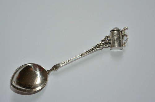 Silberlöffel mit Bierkrug 835er München Hofbräuhaus Krug Deckel Silver Spoon Jug - Bild 4 von 5
