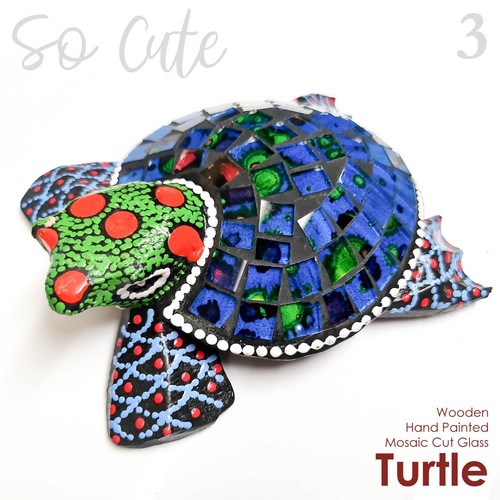 Tartaruga Tartaruga Decorativa Animali Domestici Carta Peso Regalo Fatto a Mano Legno Vetro - Foto 5 di 10