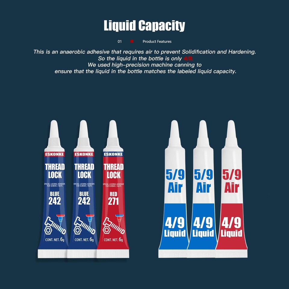 3 Pack Thread Locker Blue 242 / Red Threadlocker 271, Nuts & Bolts