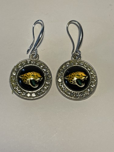 Jacksonville Jaguars NFL Fashion Dangle Rhinestone Earrings NEW - Picture 2 of 2