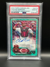2023 Topps Chrome Update Chuckie Robinson RC Aqua Wave Auto 77/199 PSA 10 POP 1