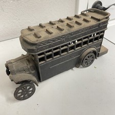 Vintage Cast Iron Double Decker Bus Heavy Metal Black Antique - HLBN