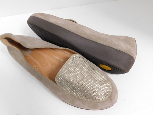 Flit flop Lena Beige Suede Crystal Loafers sz 10 M - Picture 2 of 7