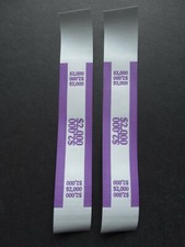 2 - Violet $2,000 Cash Money Self-Sealing Straps Currency Bands 