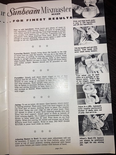 1958 Sunbeam " How to get the most out of your new mixmaster booklet" vintage - Picture 5 of 8